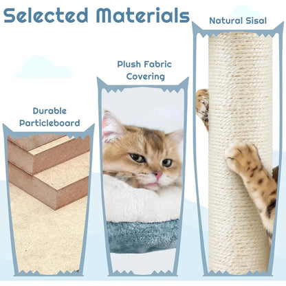 45.5in Ocean-Themed Cat Tree Tower with Perch & Hammock