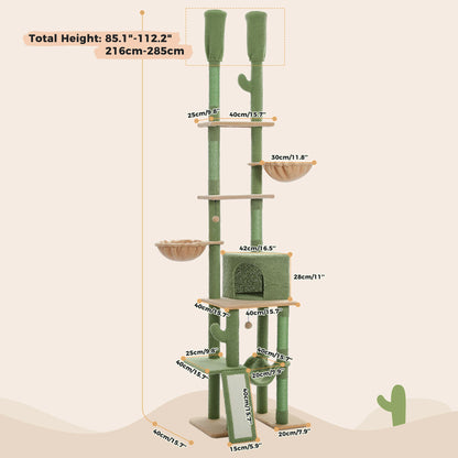 Cactus Cat Tree Floor to Ceiling Tower 7 Tiers