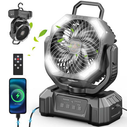 Camping Fan, Remote & LED Lantern for Tent