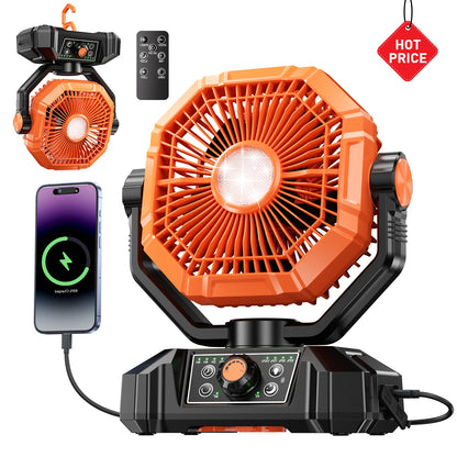 20000mAh Camping Fan with LED Lantern