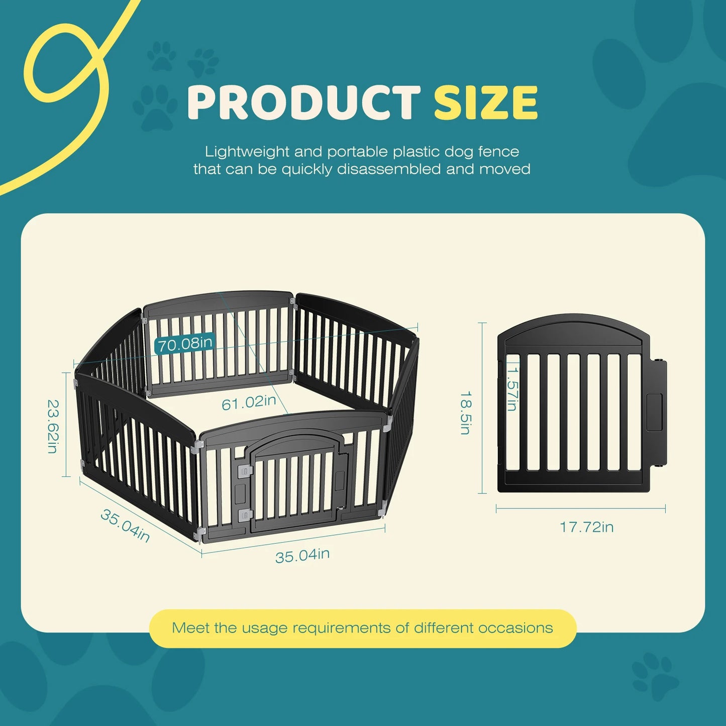 Plastic Dog Playpen 6 Panel 24IN Expandable Durable