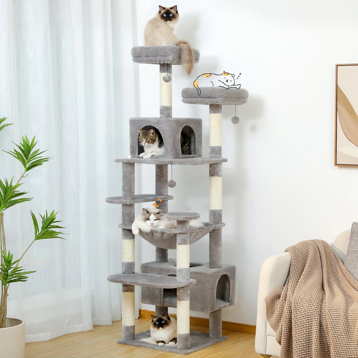 Large Cat Tree Tower for Indoor Cats