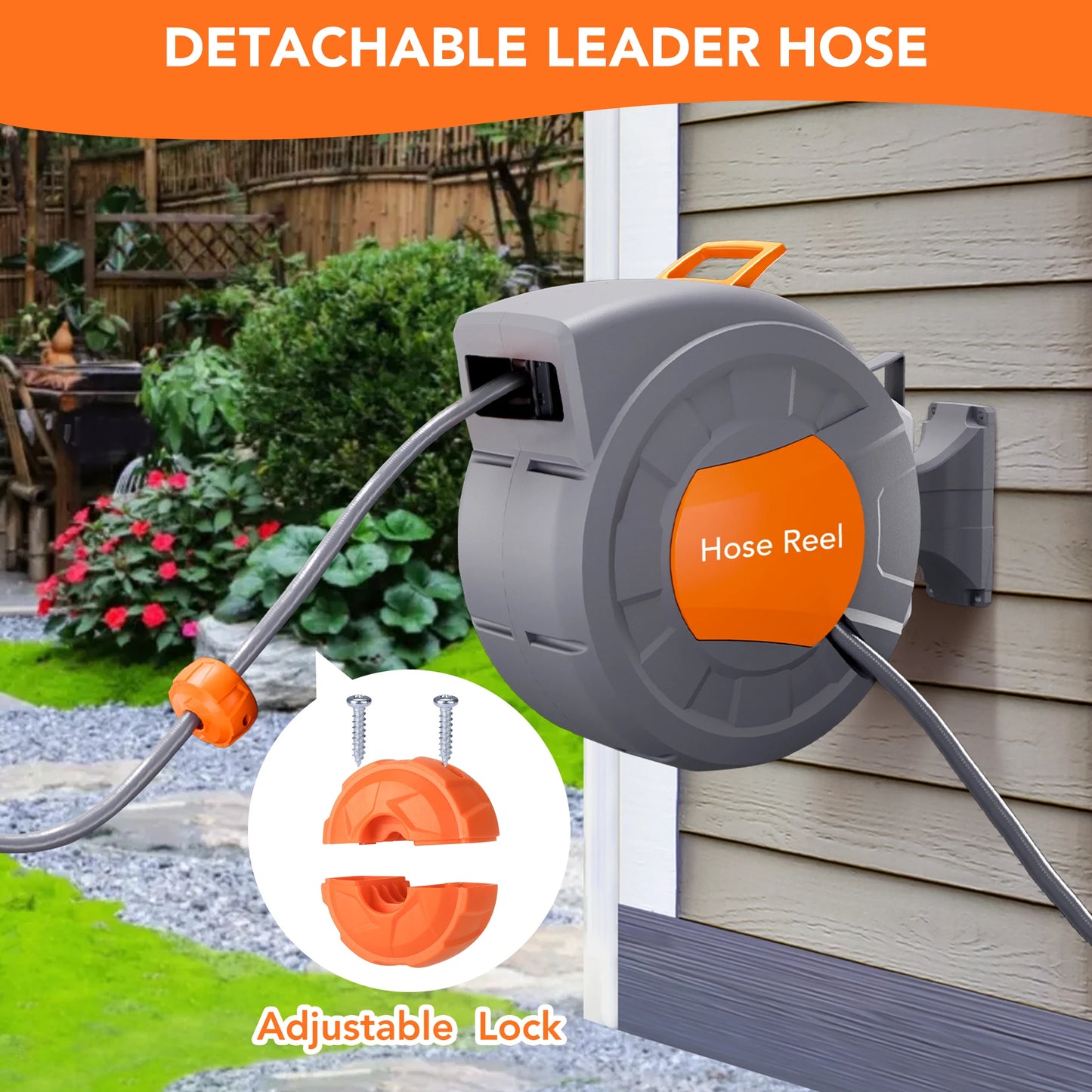 Retractable Garden Hose Reel 65/ 100 ft, Wall Mounted,