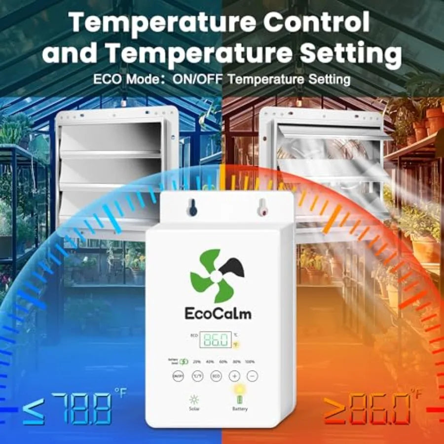 Solar Exhaust Fan for Greenhouse with Battery and Adjustable Thermostat