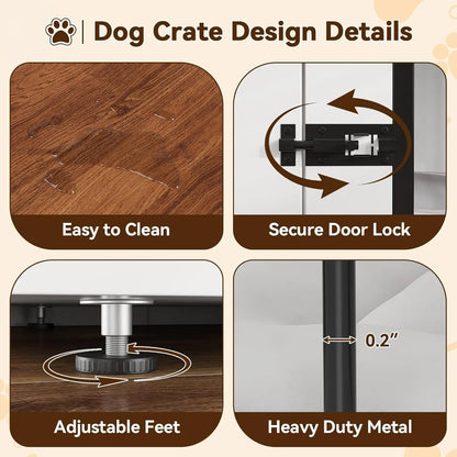 Dog Crate Furniture for 2 Dogs, 71" Indoor/w Cushions