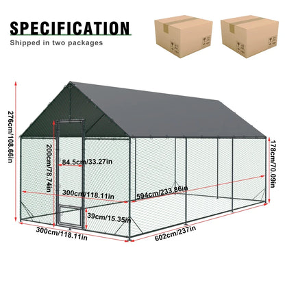 Heavy Duty XXL XL L Upgrade Chicken Coop Metal Chicken Run Walkin Poultry Habitat Cage with Nylon Netting Waterproof Cover