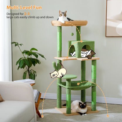 Cactus Cat Tree Tower w/ Metal Hammock