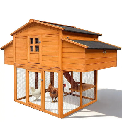 Sturdy Outdoor Chicken Coop with Two Nesting Boxes