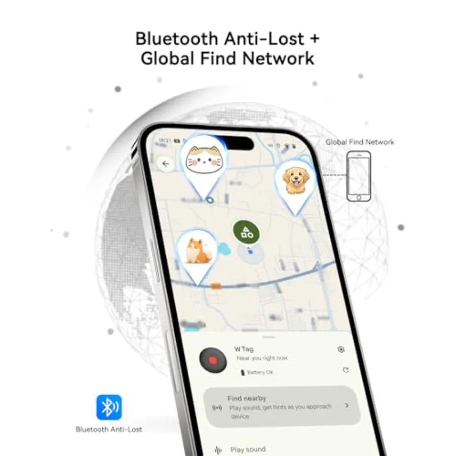 Dog Tracker Tag 2 Pack, Bluetooth Pet Tracker