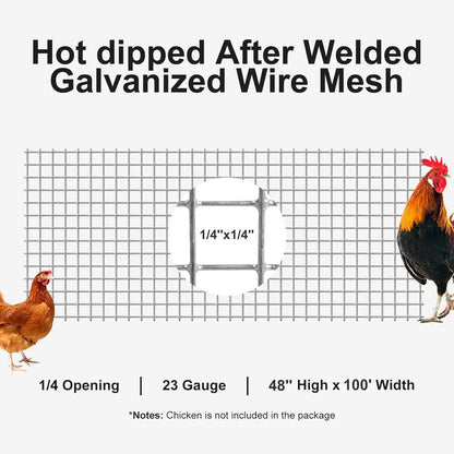 Hardware Cloth 1/4 inch 48 x 100 ft Wire Fencing 23 Gauge