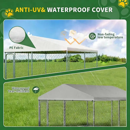 10x10 FT Dog Kennel, Heavy Duty Outdoor Enclosure