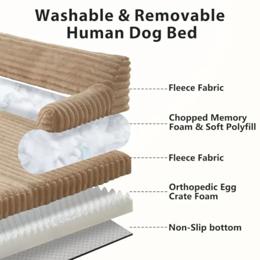 Foldable Human Dog Bed with Washable Cover