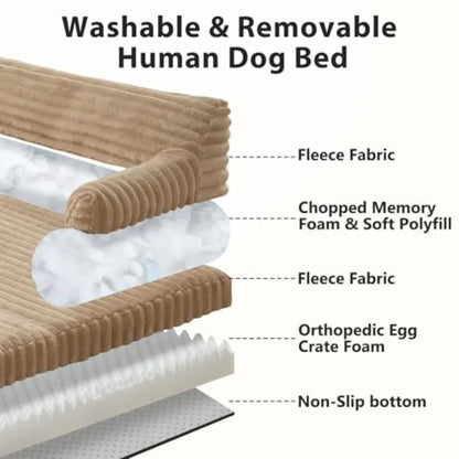 Foldable Human Dog Bed with Washable Cover