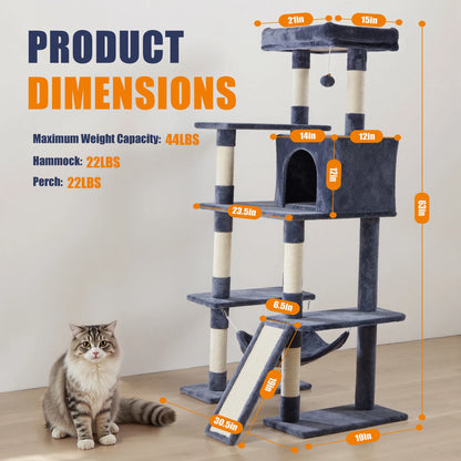 63In Cat Tree Tall Multi-Cat Climbing Tower for Pet