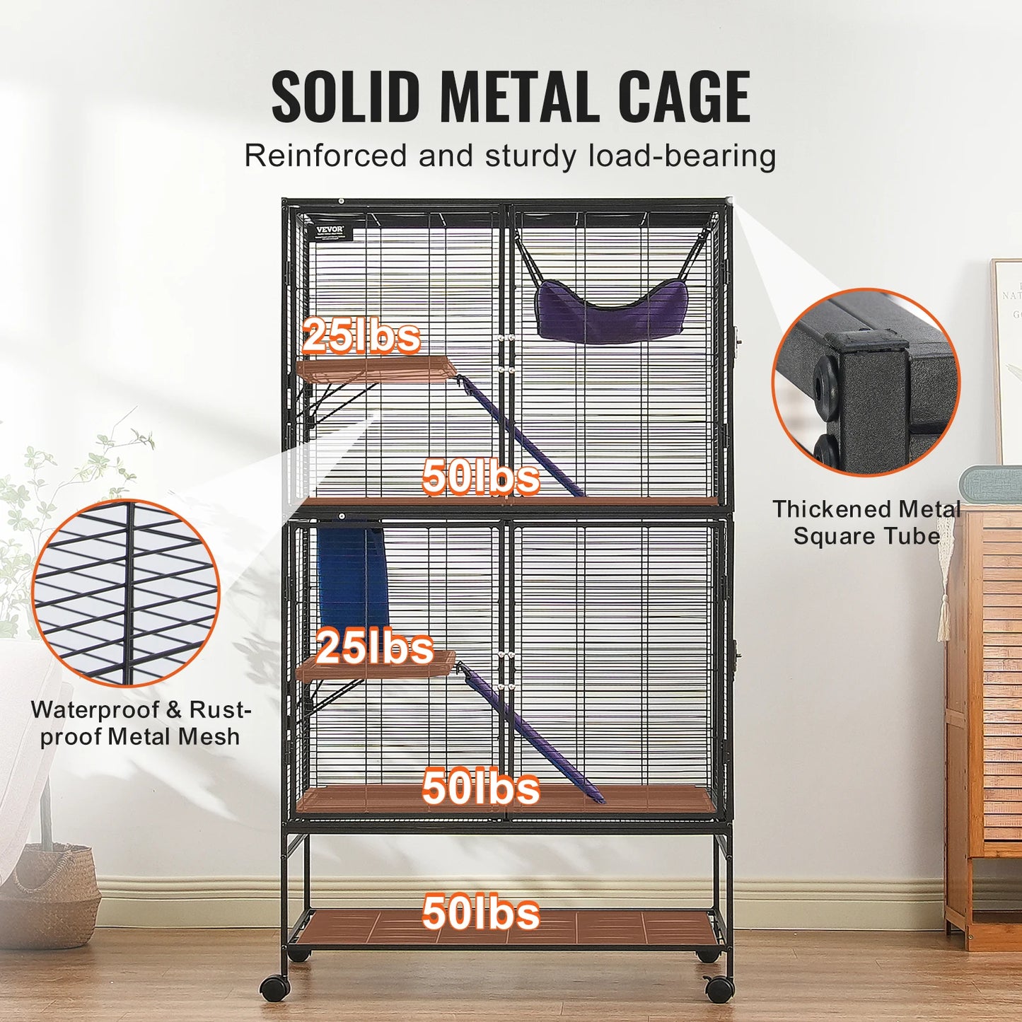Rolling Metal Ferret Cage Large 4-Tier Critter