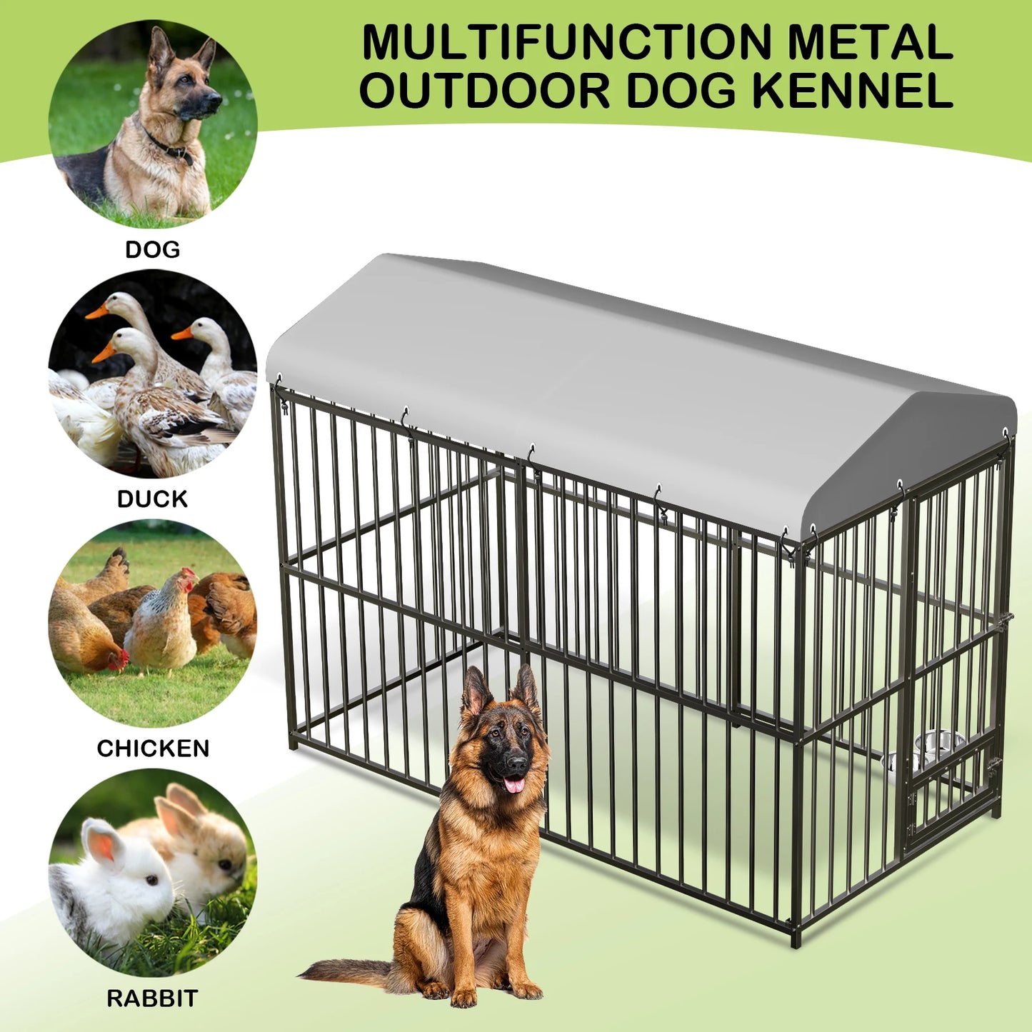 8x4x6FT Large Galvanized Metal Doghouse Outdoor
