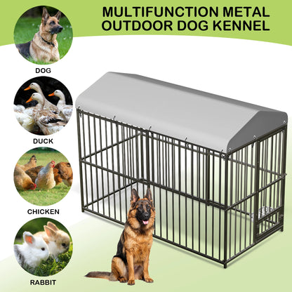 8x4x6FT Large Galvanized Metal Doghouse Outdoor
