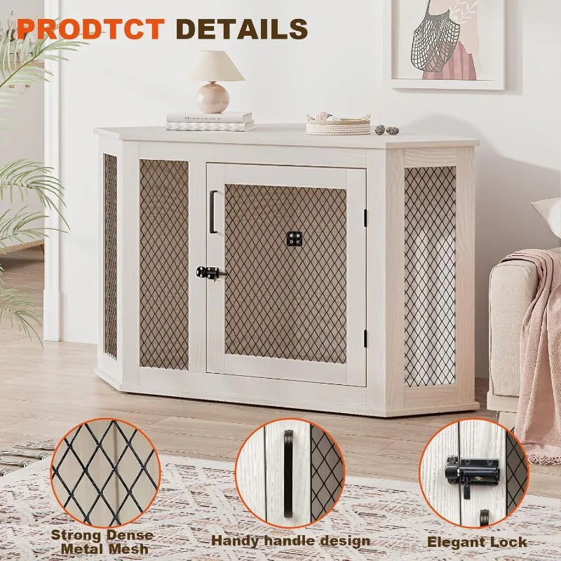 Corner Dog Crate Furniture,52 inch Decorative Pet Crate