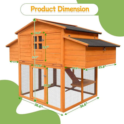 Sturdy Outdoor Chicken Coop with Two Nesting Boxes
