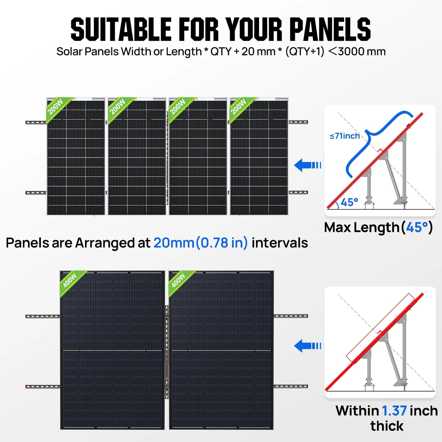 Solar Panel Mounting Brackets Kit System
