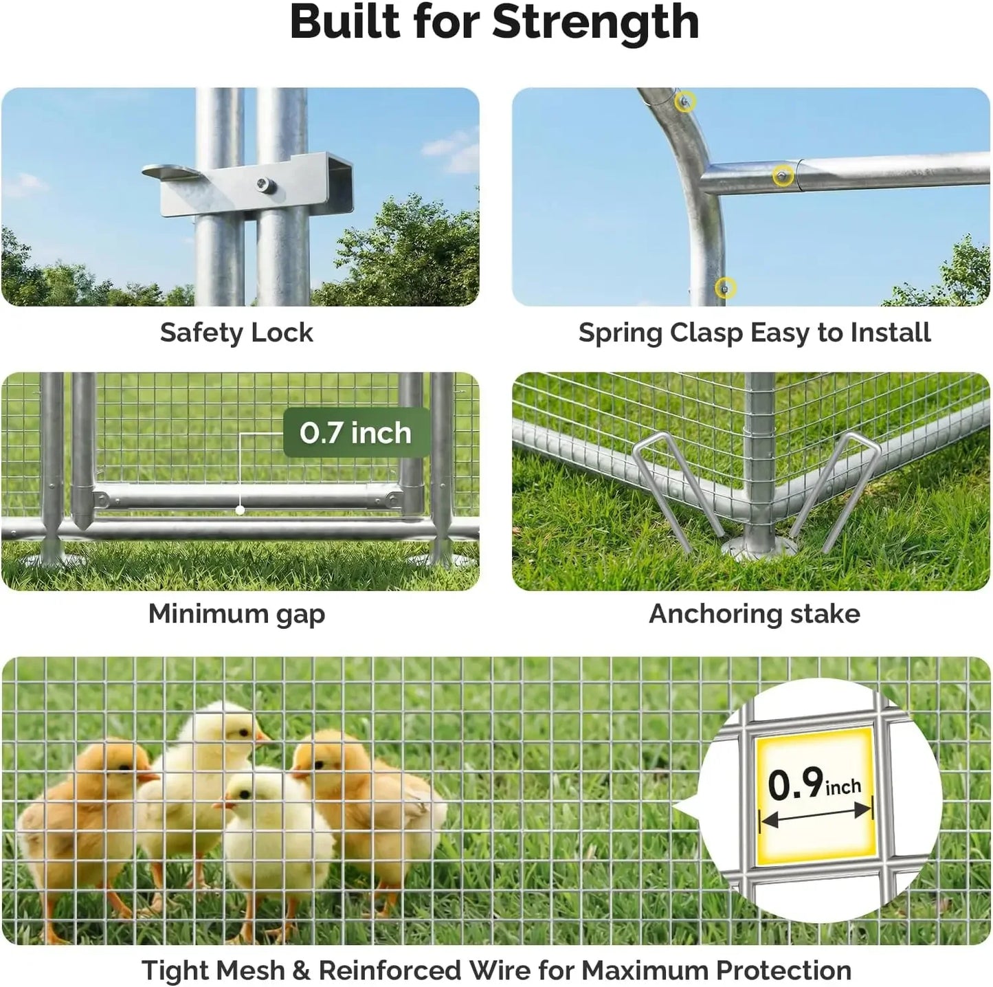 Large Metal Chicken Coop with Galvanized Hardware Cloth