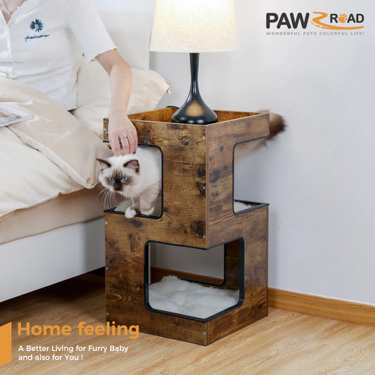 Wood Cat Condo House Bed Tree Tower