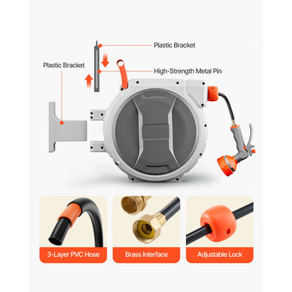 Garden Hose Reel Retractable Wall Mounted 3/4 IN