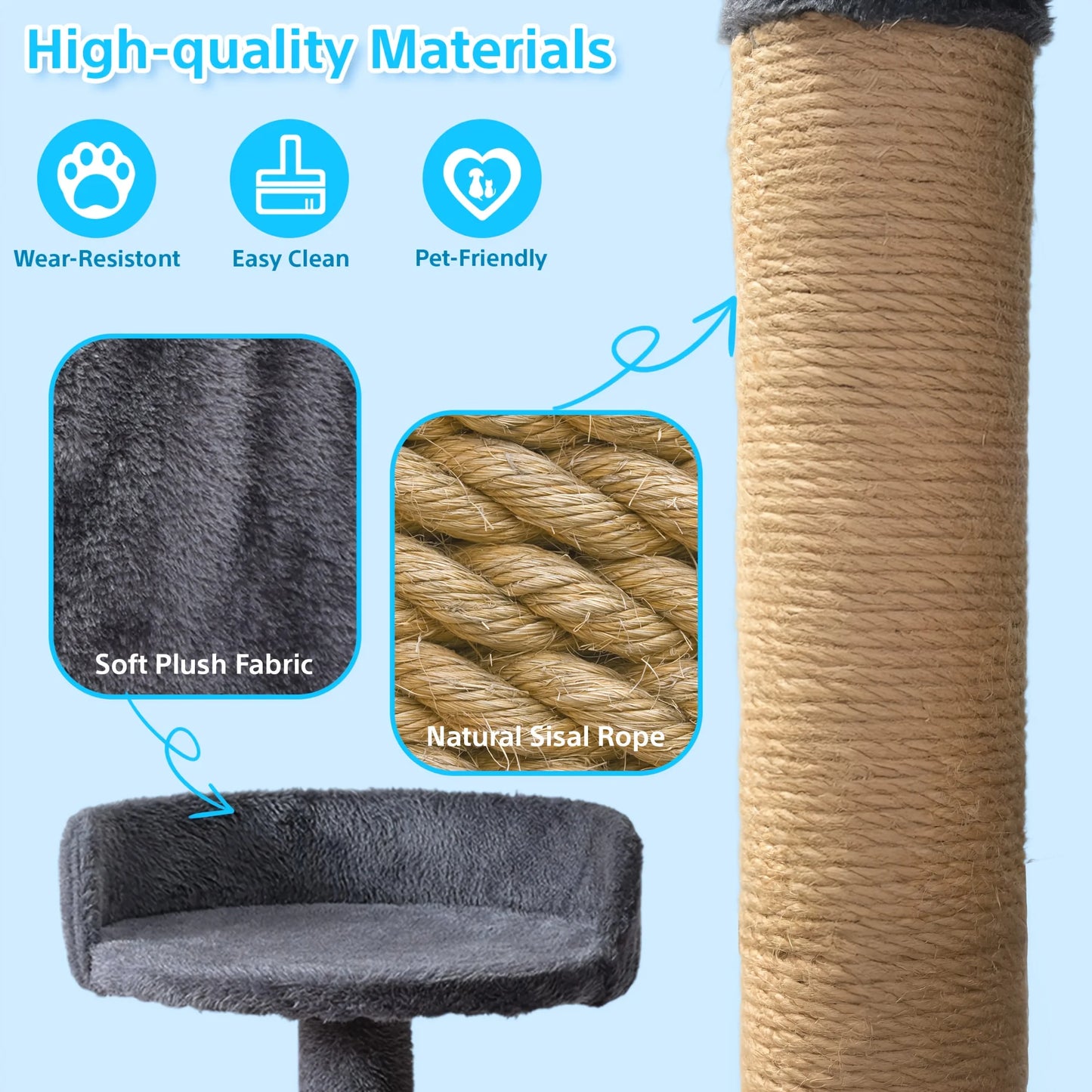 Cat Tower w/ Cozy Beds, House, Scratching Post