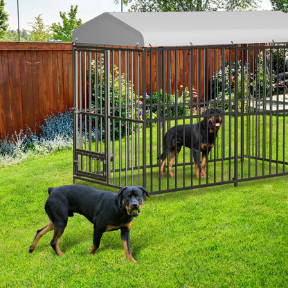 8x4x6FT Large Galvanized Metal Doghouse Outdoor