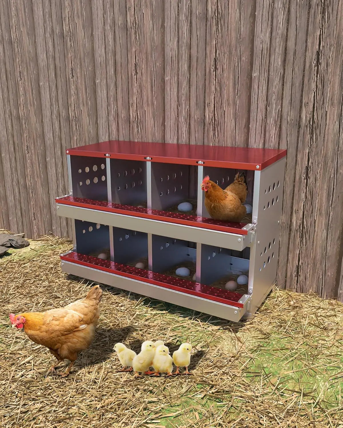 Metal Chicken Coop Nesting Box Roll Out Egg