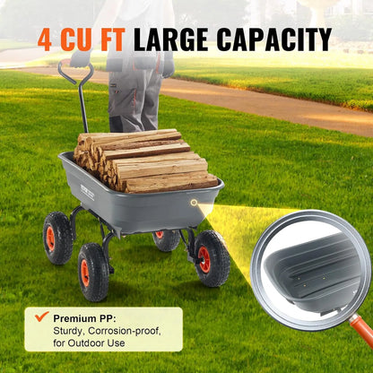 4 Cu.Ft. 600lbs Poly Garden Dump Cart,