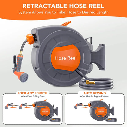 Retractable Garden Hose Reel 1/2 In x 100 FT