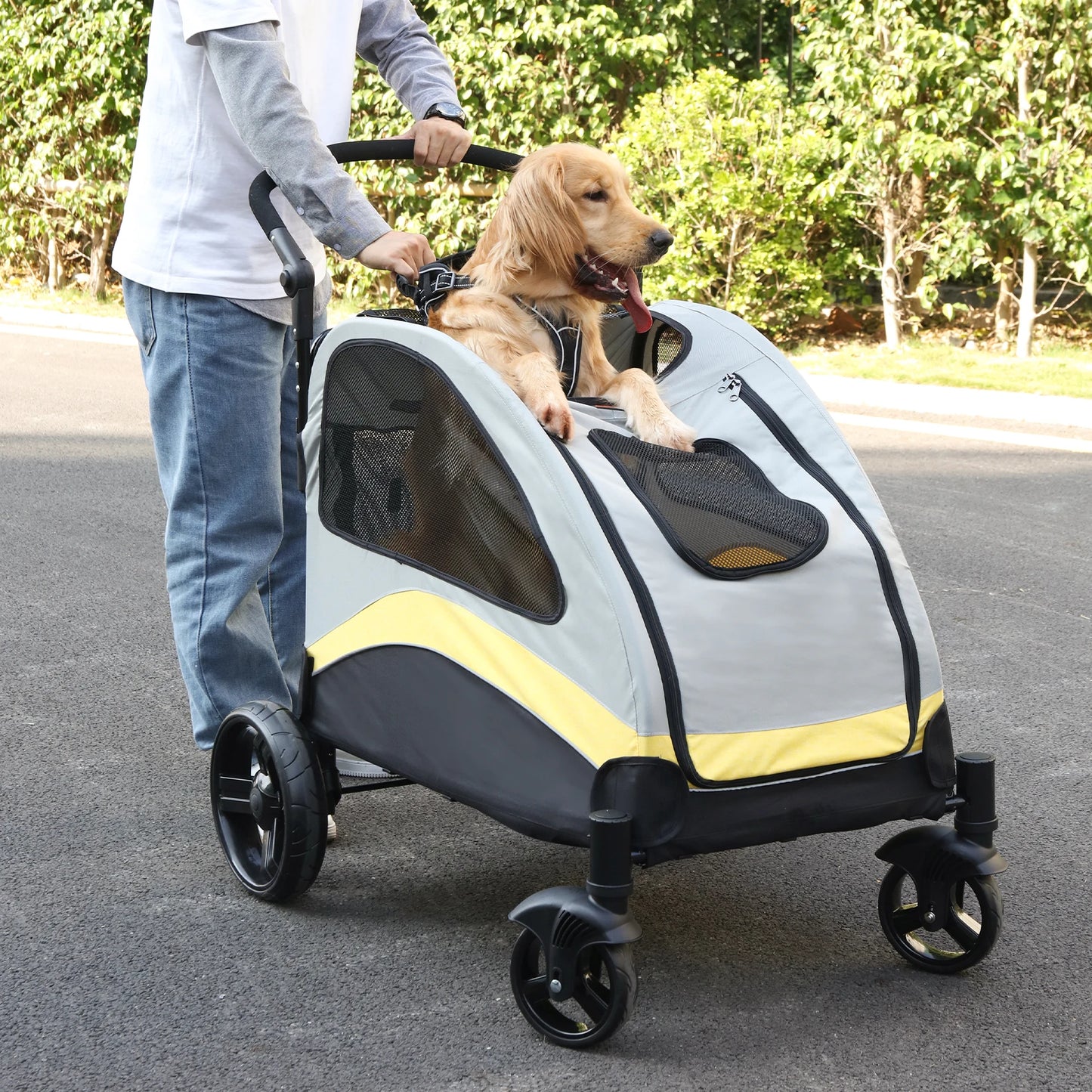 Portable Large Dog Stroller 4 Wheels