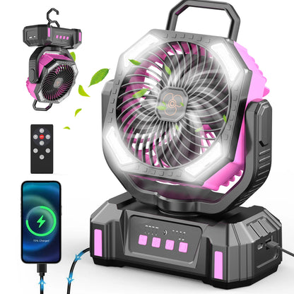 Camping Fan, Remote & LED Lantern for Tent