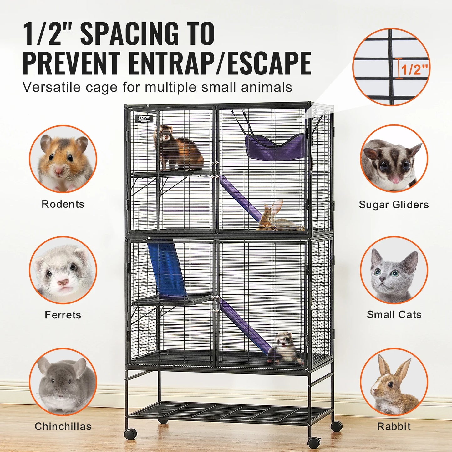 Rolling Metal Ferret Cage Large 4-Tier Critter