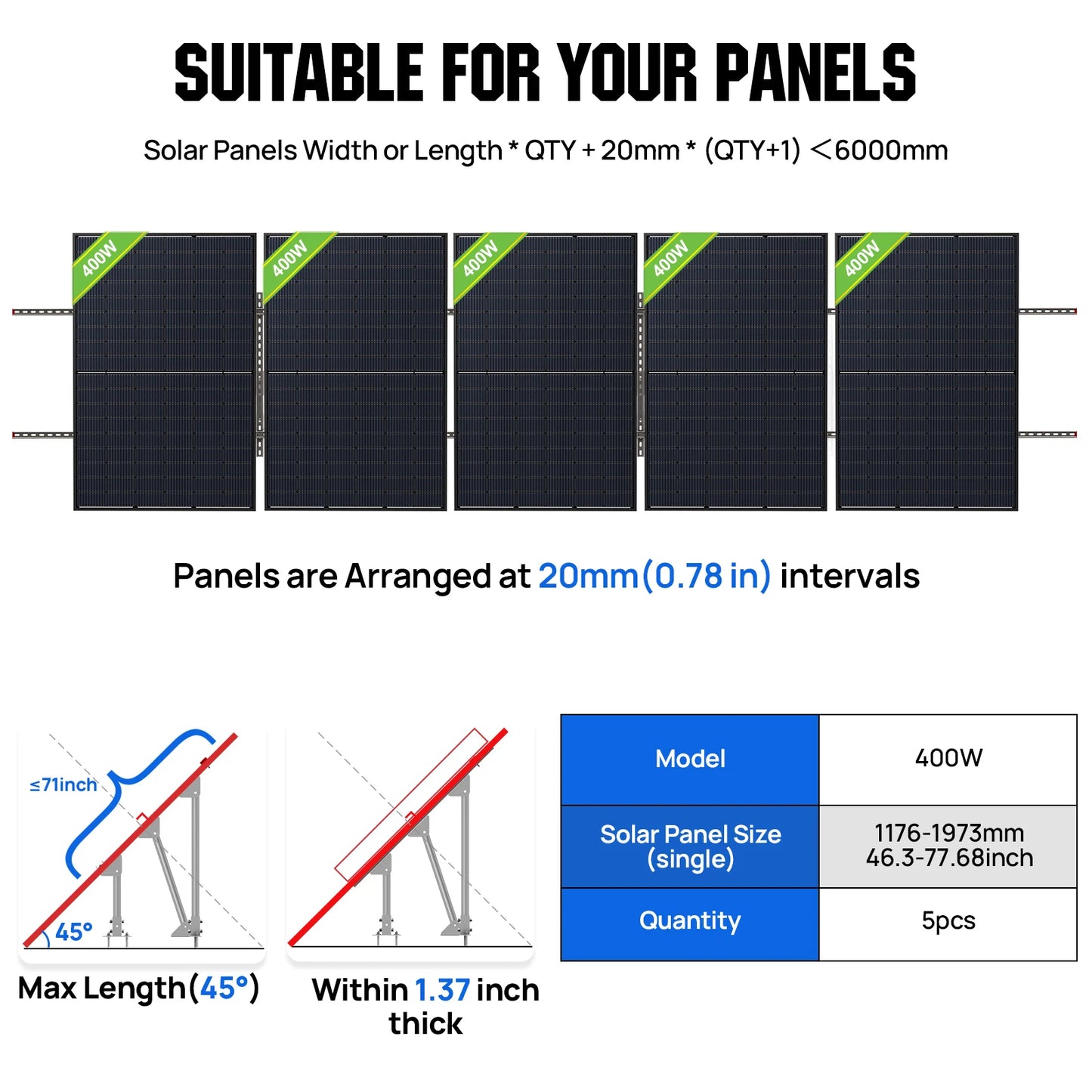 Solar Panel Mounting Brackets Kit System