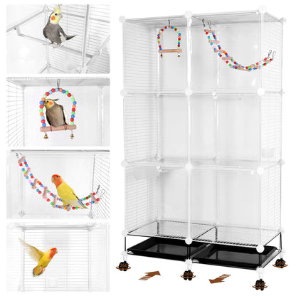 Big Bird Metal Parrot Cage w/Universal Wheel with Stand