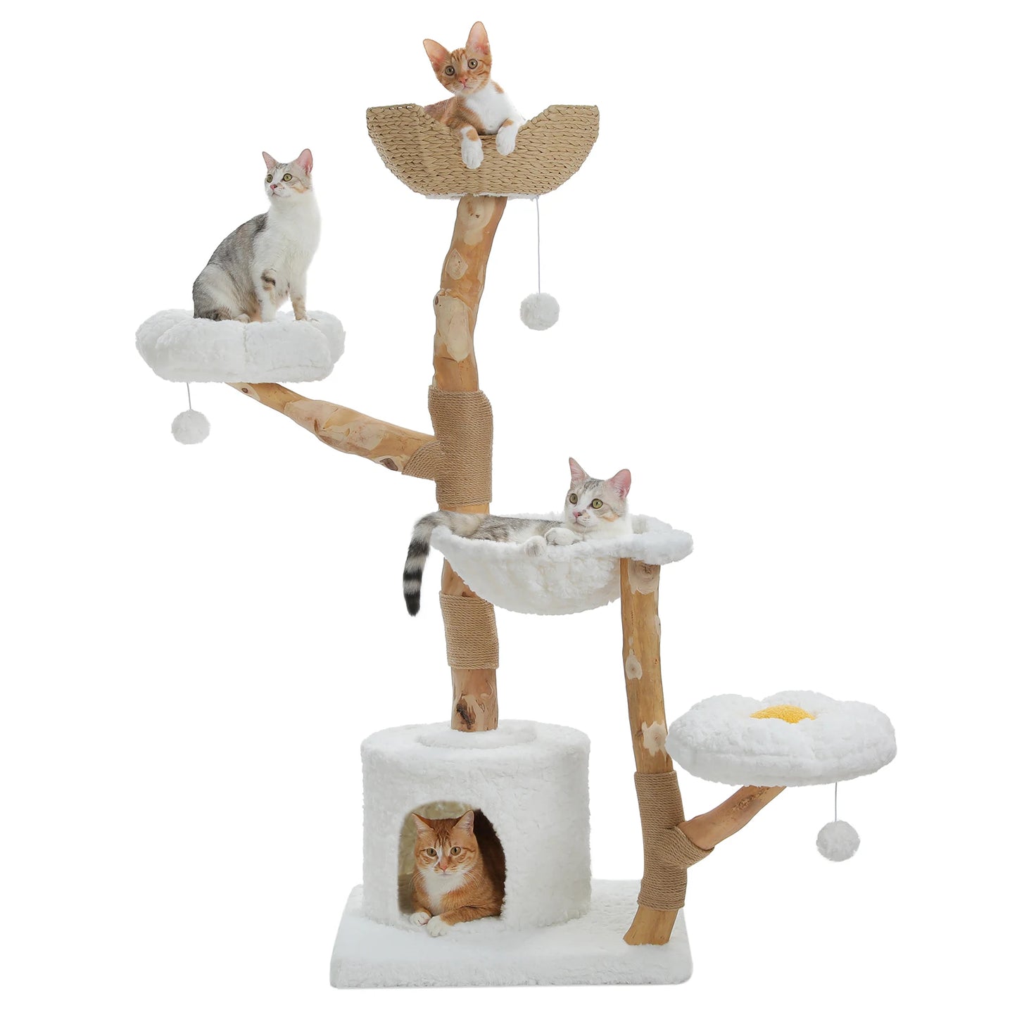 Cat Tree Tower, Wicker Basket Bed, Condo, Ball