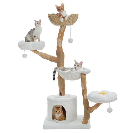 Cat Tree Tower, Wicker Basket Bed, Condo, Ball
