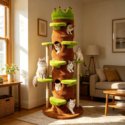 187CM Tall Cat Tree Tower, Green Perch Condo