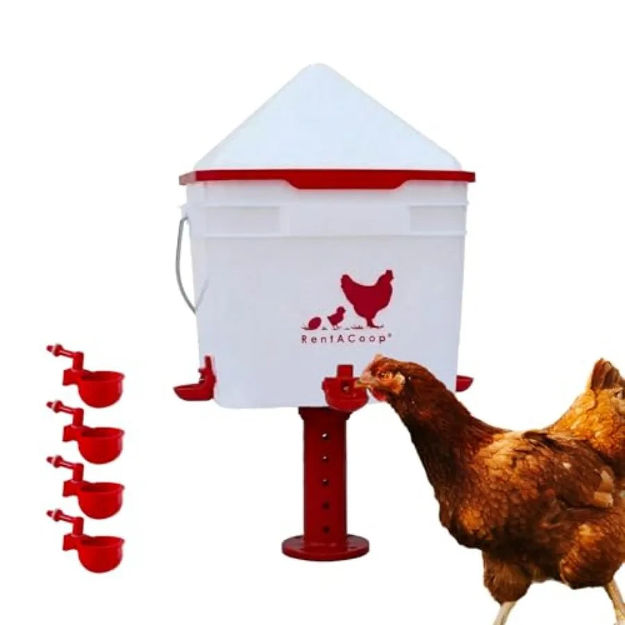2 Gallon Chicken Waterer with 4 Auto-Fill Cups