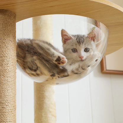 Cat Tree Wood Tower, Scratching Posts, Condo, Hammock, Perch
