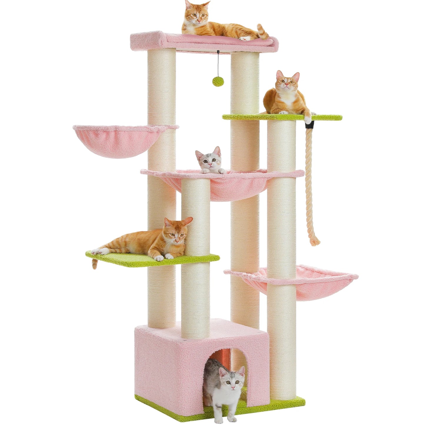 Large Cat Tree Tower for Big Cats w/Hammock, Perch