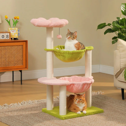Flower Cat Tree with 2 Cozy Hammocks