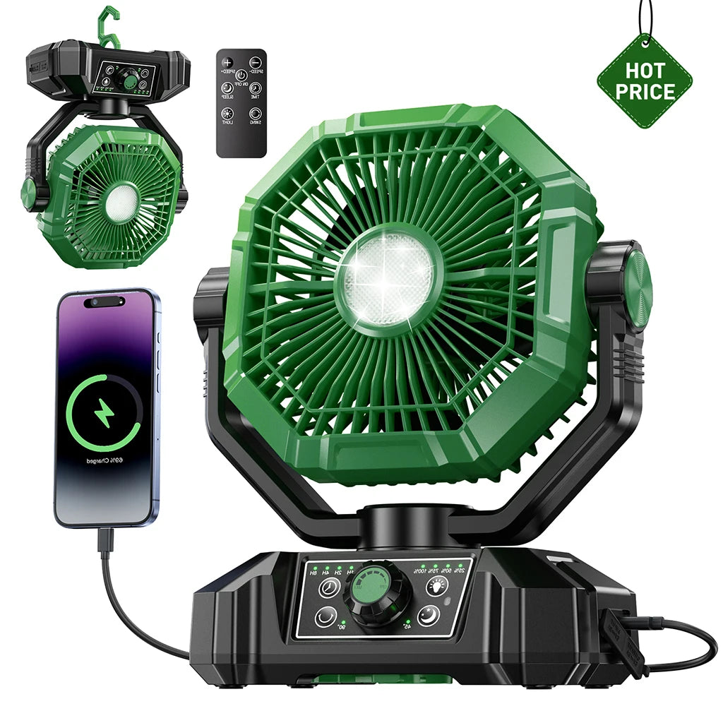 20000mAh Camping Fan with LED Lantern