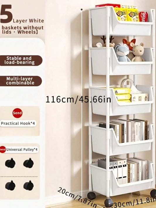 1 movable plastic storage cart, practical sorting rack