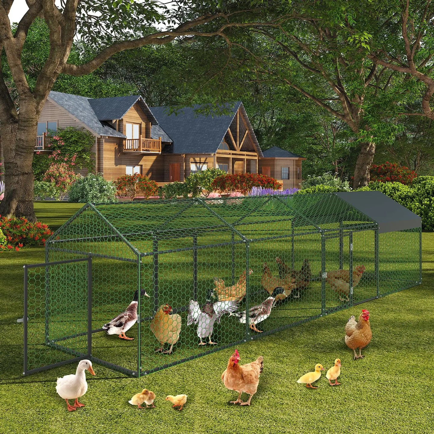 Metal Chicken Coop Heavy Duty Walk-in Chicken Runs