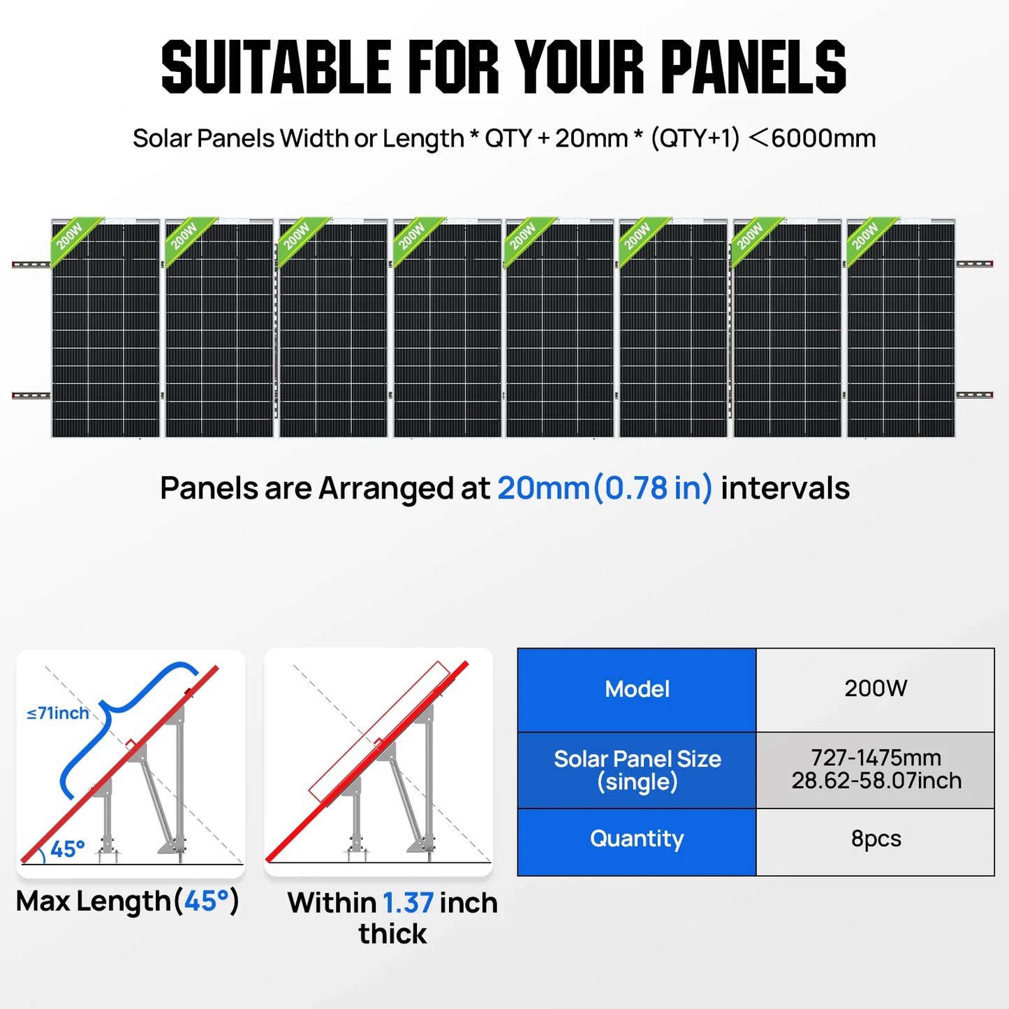 Solar Panel Mounting Brackets Kit System