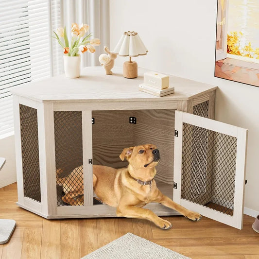 Corner Dog Crate Furniture,52 inch Decorative Pet Crate