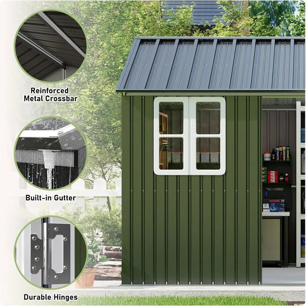 10 x 12 Outdoor Storage Shed with Lockable Door and 2 Windows,